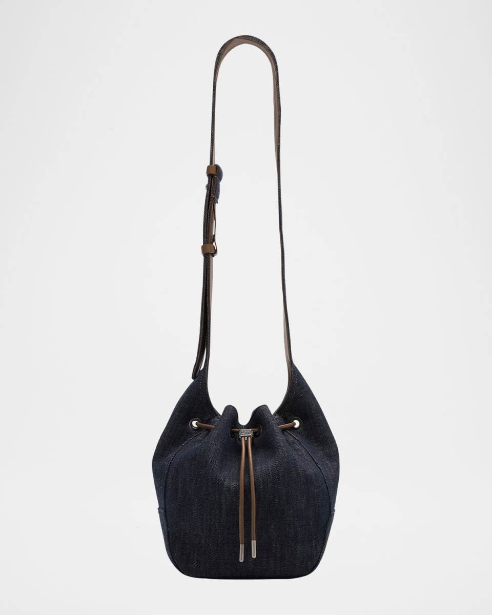 Duo Mini Denim Drawstring Bucket Bag